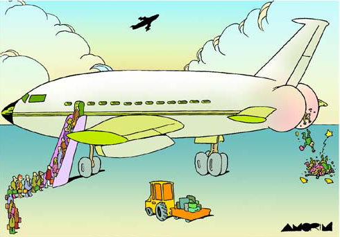 Cartoon do Amorim sobre o caos aéreo